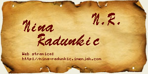 Nina Radunkić vizit kartica